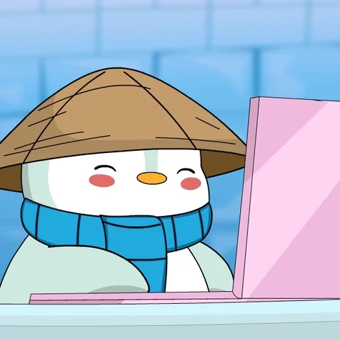 A penguin using a laptop that shows a calendar app and says "set this reminder"