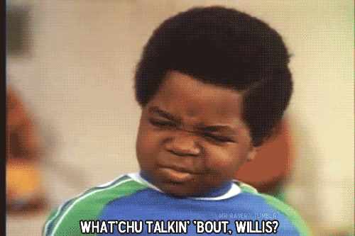 Child actor Gary Coleman saying 'What'chu talking 'bout, Willis?' with a curious look on his face