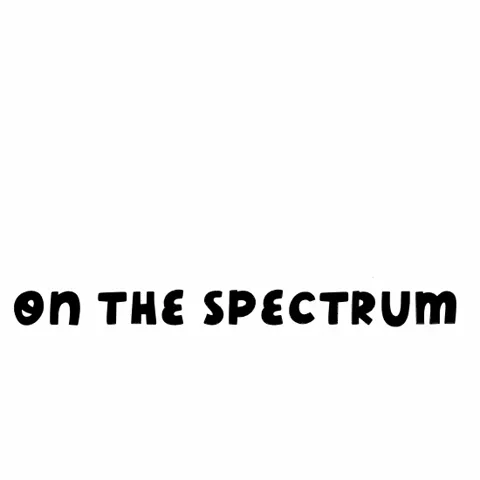An animated rainbow with text that reads 'on the spectrum'.