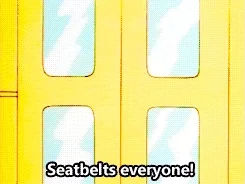 Gif of Ms. Frizzle from the show 'Magic School Bus' opening a school bus door.