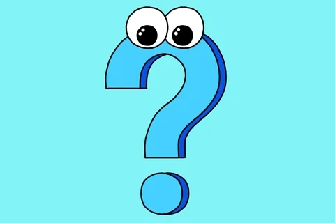 An animated question mark with darting eyes, looking for answers.