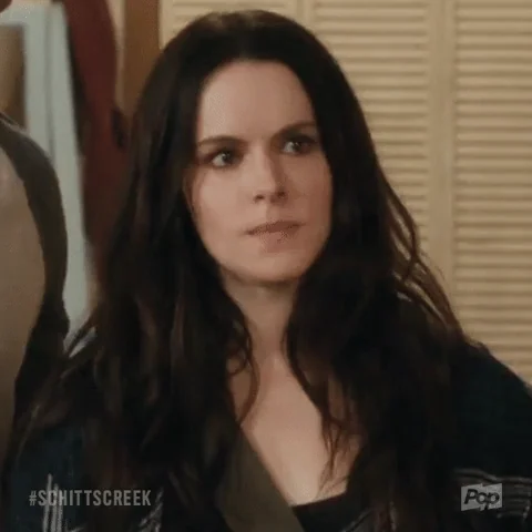 Emily Hampshire as Stevie Budd in Schitts Creek saying, 