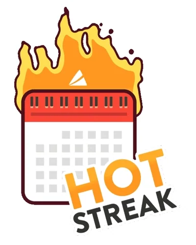 A calendar with each day turning green and ‘Hot Streak’ written on it.