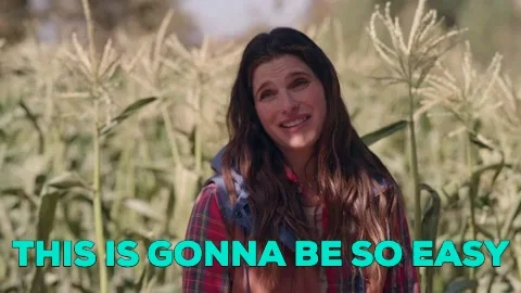 Lake Bell stands in a cornfield and says, 