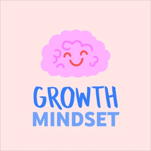 A pink happy cloud with growth mindset written underneath. 