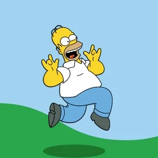 Homer Simpsons running around happily