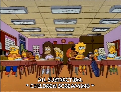 A classroom of Simpsons characters screams when their teacher says, 