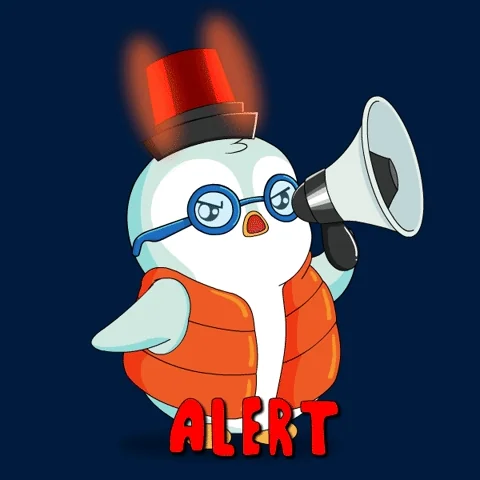 A cartoon penguin yells 
