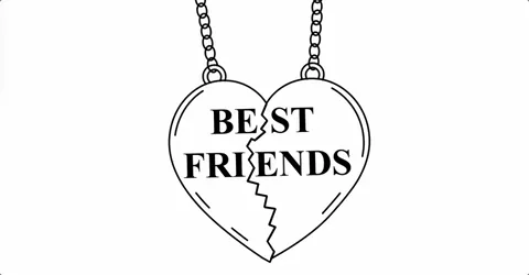 A heart-shaped necklace engraved with “Best Friends” is broken into two pieces.