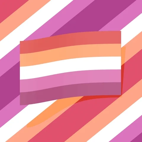 Lesbian flag on a lesbian flag colored backdrop.