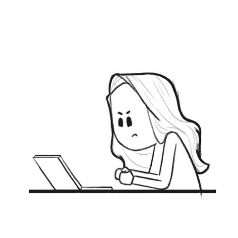A person hitting a table beside a laptop. The word
