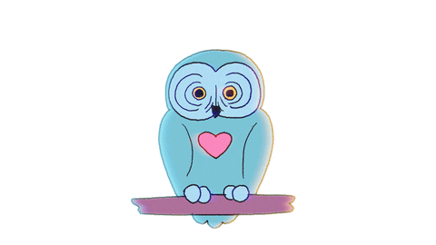 a cartoon owl that has the colors of the trans pride flag