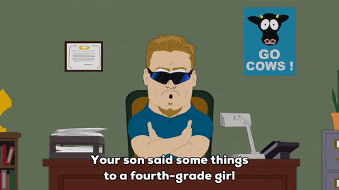 The principal of South Park's school explaining why he's expelling someone's child.