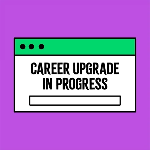 A progress bar on a computer reads: "Career Upgrade in Progress"