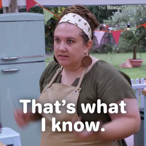 A contestant on a cooking show saying, 