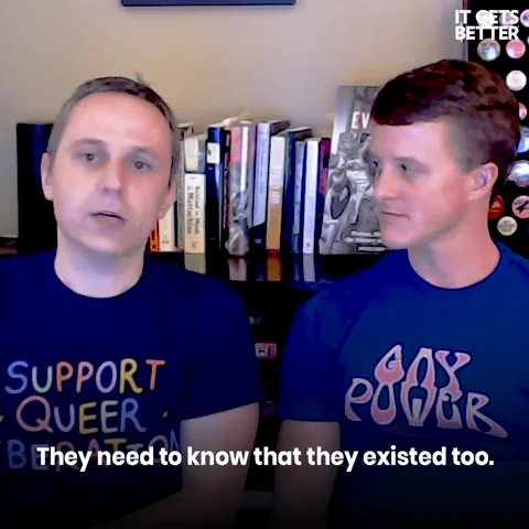 People wearing LGBTQ+ supportive shirts saying They need to know that they existed too.