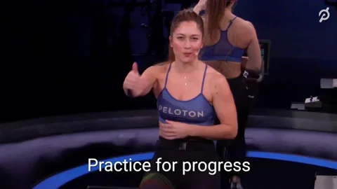 A fitness instructor says, 'Practice for progress, not perfection.'