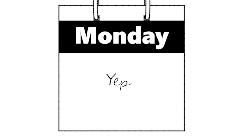Calendar flipping showing affirmatives for each day of the week