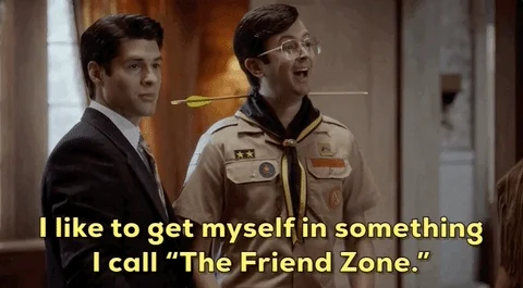 A man saying, 'I like to get myself in something I call The Friend Zone.'