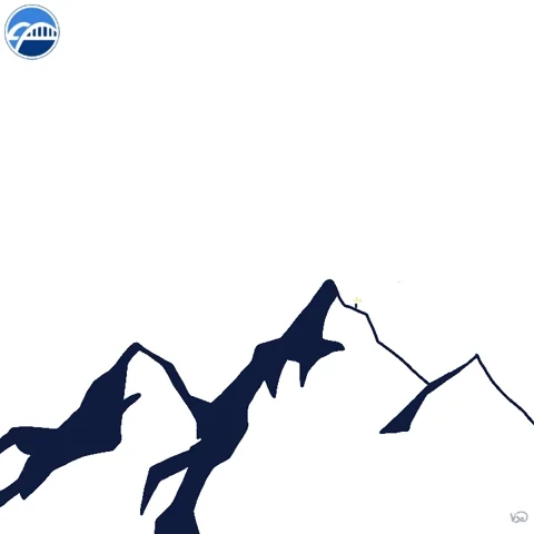 A man climbs up a mountain trail with the quote, “Big moves come from lots of small moves.”