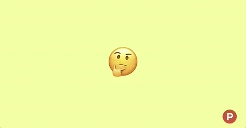 A thinking emoji is centered against a background that changes colors