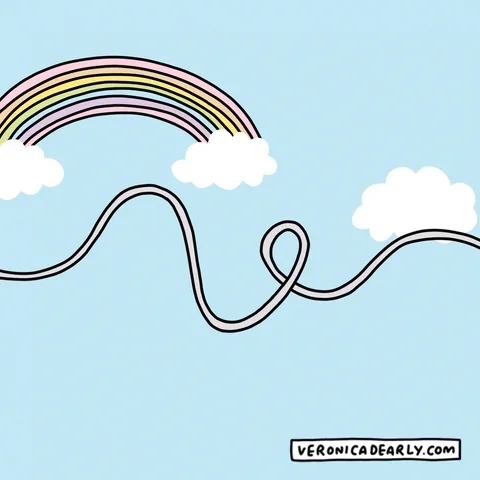 A rollercoaster in the sky, moving up and down, denoting various emotions of real life.