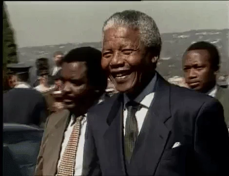 Nelson Mandela making a public appearance.