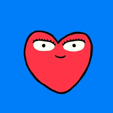 Animation of a smiling love heart hugging itself, surrounded by the words, "Be gentle with yourself"