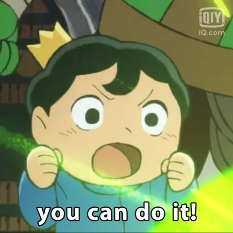 A girl cheering, 'You can do it!'