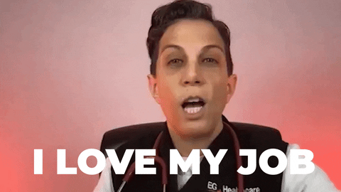 A person saying, 'I love my job.'