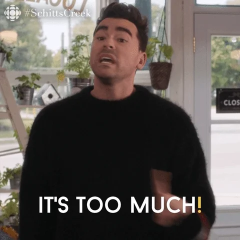 David Rose from Schitt's Creek shakes his head and says, 