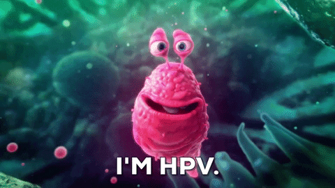 Animated HPV virus saying it's HPV.