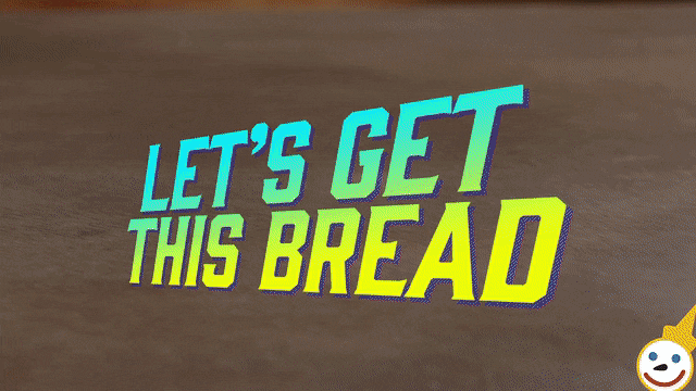 GIF: Sandwich sliding on the table Text: Let's Get This Bread