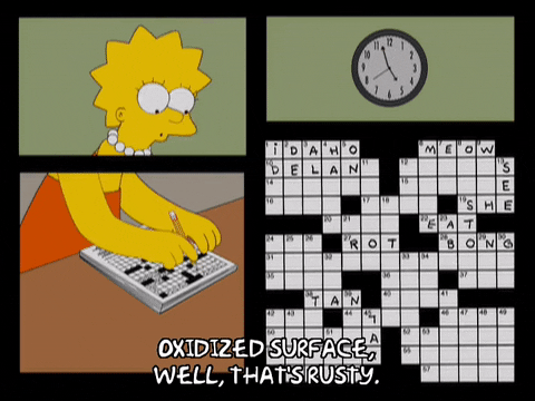 Lisa Simpson writes in an answer to a clue: 'Oxidized Surface, well, that's Rusty'