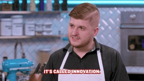 A partipant in the TV Show Nailed It saying 'It's called innovation.'