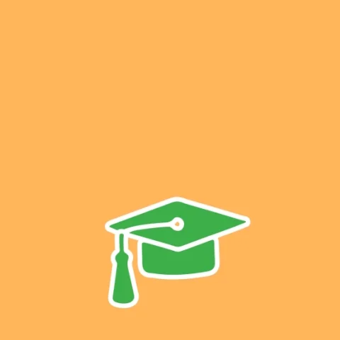 An animation depicting a graduation cap flipping in the air.