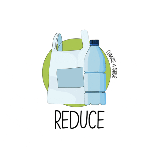 A series of images that show recycling, reusing, and reducing waste.