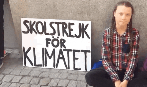 Greta Thunberg holding a school strike for climate 