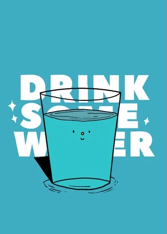 An animated gif of a cutely anthropomorphic glass of water increasing and decreasing their water level.