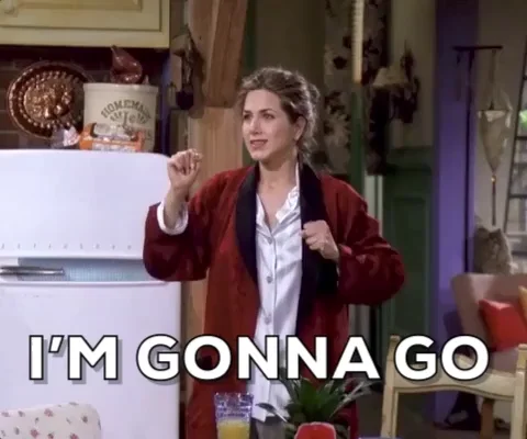 A scene from 'Friends' with a caption of Racheal saying: 'I'm gonna go get one of those job things!'