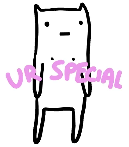 A cartoon cat saying, 