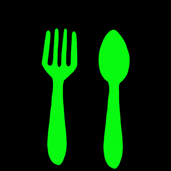 Gif of fork and spoon making a heart.