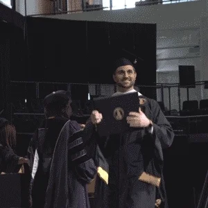 Graduate student earning a degree