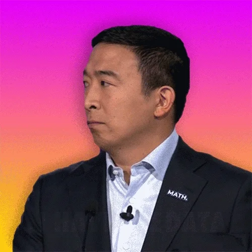 Andrew Yang on stage says, 