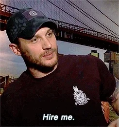 Tom Hardy stands in front of the Brooklyn Bridge and says, 'Hire me.'