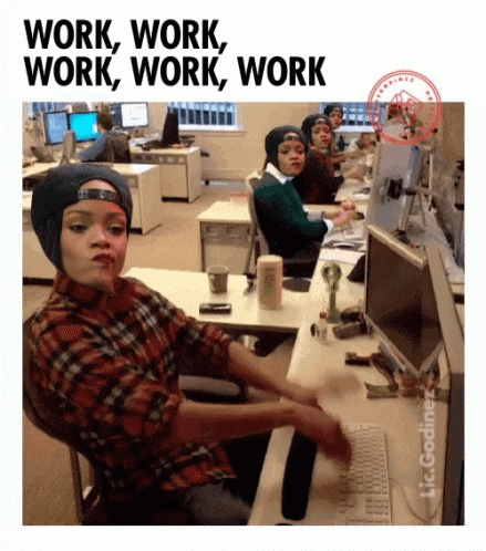 A group of workers typing on computers under the text, 