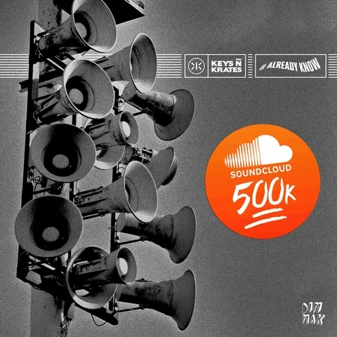 A graphic depicting 500,000 plays on Soundcloud. 