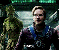 Star Lord from Guardians Of The Galaxy saying, 'Finally.'