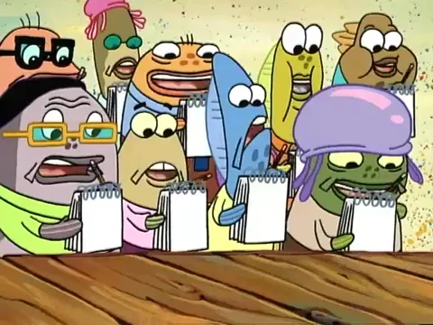 Animated characters making their own notes in class.