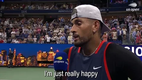 Tennis player says, 'I'm just really happy, and hopefully I can keep it going. But, you know, I'm just working really hard.'